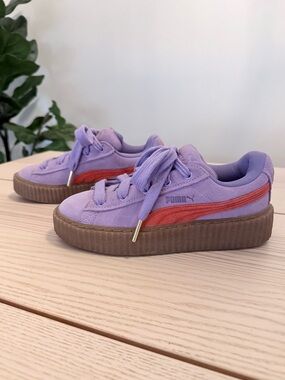 PUMA FENTY Creeper Phatty Platform Sneakers Lavender Red Women’s 7 Purple Suede